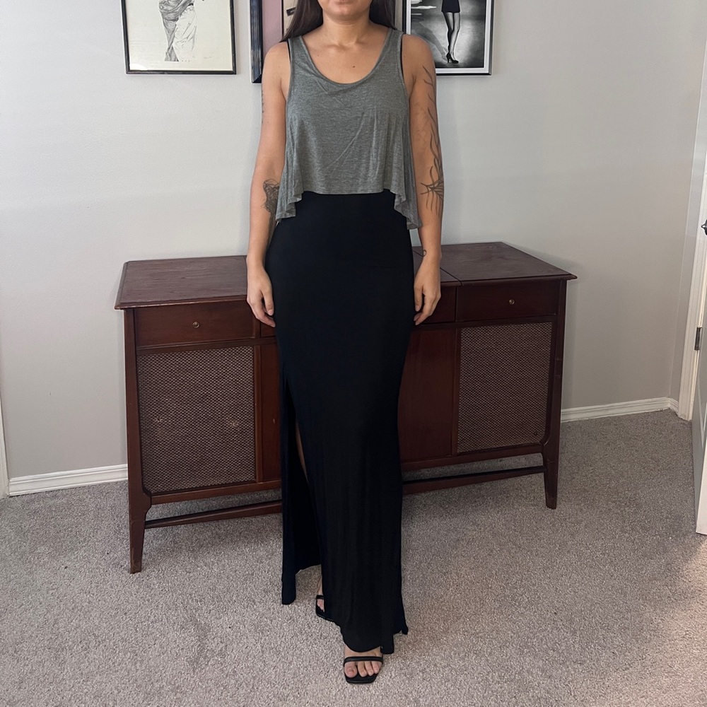 Tobi Grey and Black Maxi Dress